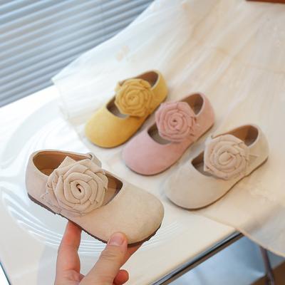 Mädchen Ballerinas Einfarbig Süß Ins Trendy Kinder Prinzessin Schuhe mit Großen Blumen 2025 Neue Mädchen Mokassins Runde Zehen Weiche Sohle