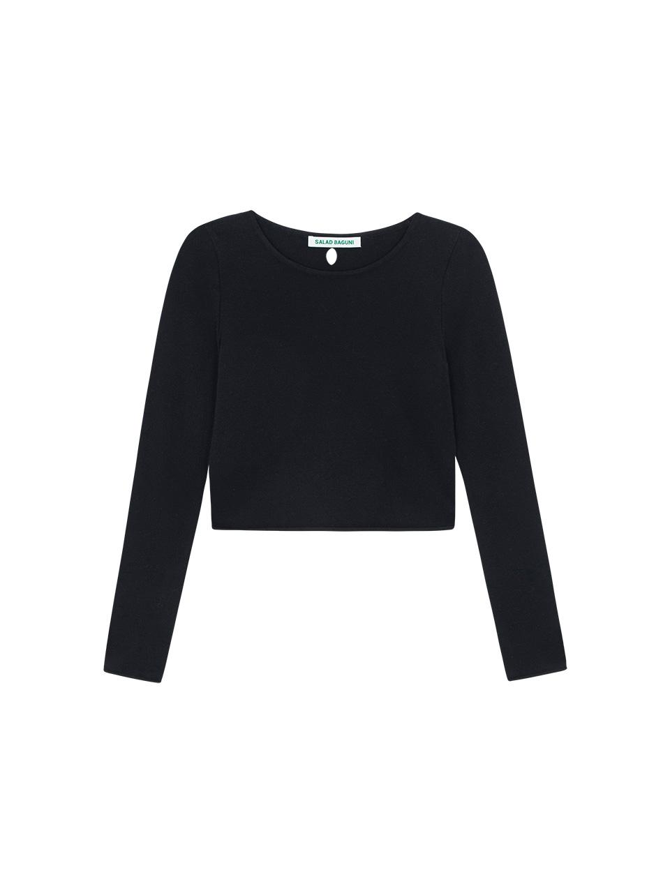 Salad Basket Back Cut Out Knit - Black