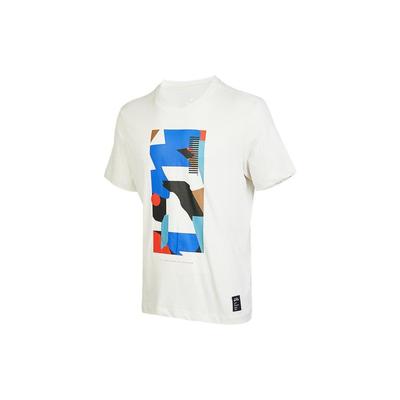 Patterned Print Crew Neck Sport Short Sleeve T-Shirt Men Tops Phantom-Grey White DR7667-030