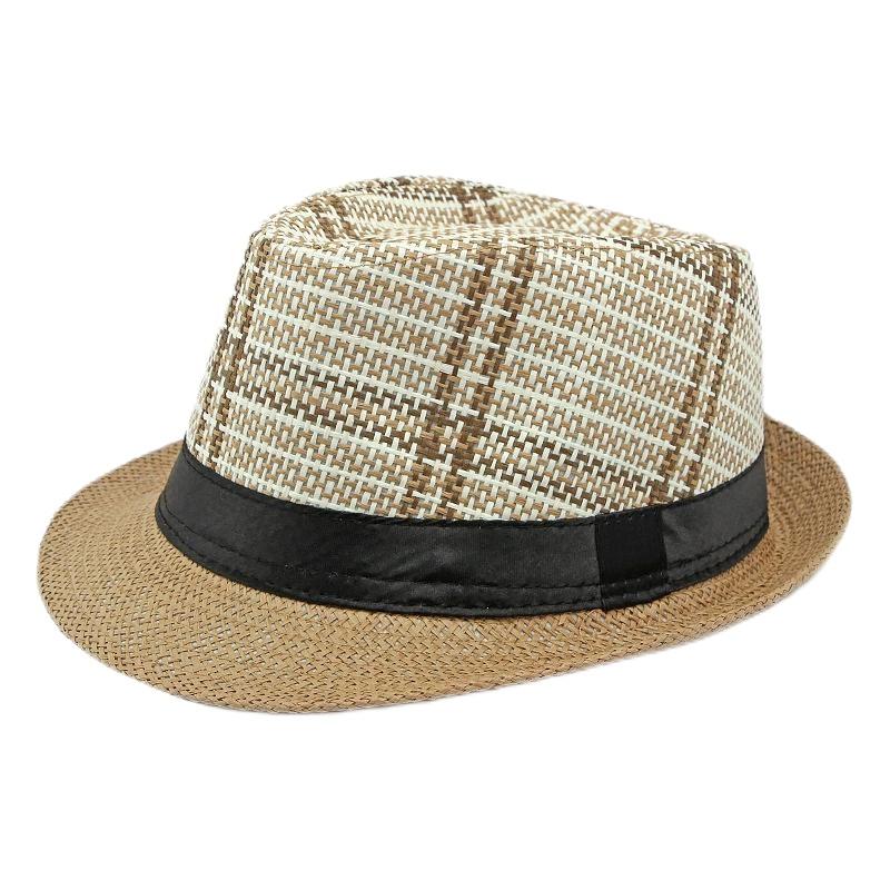 2025 New Korean Trendy Sun Hats British Top Hat Women's Men's Grometric Straw Hat Belt Jazz Hats Couple Beach Hat Fedoras Cap