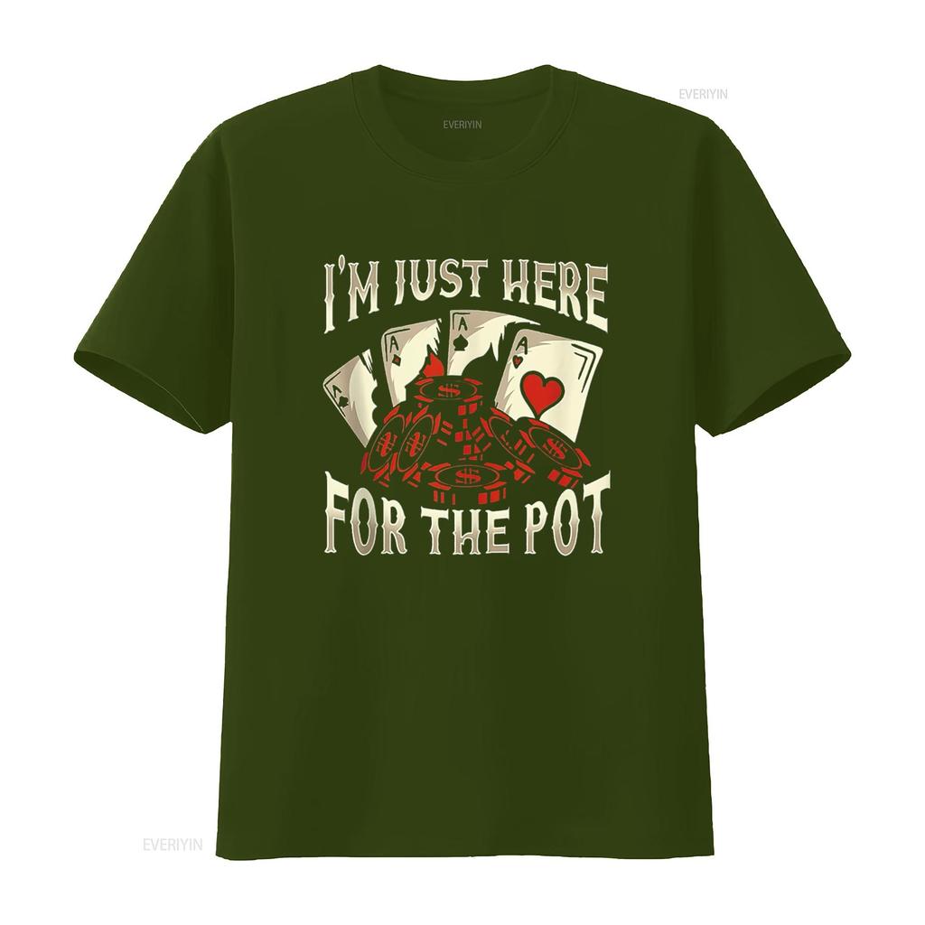 Funny Poker Women Cool I M Just Here For The Pot T Shirt Vintage Washed Top For Everyday Wear Versatile Comfortable Breathable