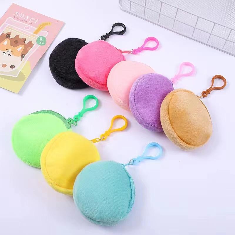 Soft Plush Round Coin Bags Purse Money Wallet Pouch for Kids Key Earphone Organizer Storage Bags Kids Plush Purses
