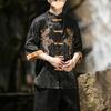 Summer Chinese Traditional Dress Plus Size High Quality Dragon Embroidery Shirt Men Clothing Ice Silk Short Sleeve Vintage Tops