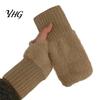 Winter Warm Fleece Lined Mittens 1 Pair Fingerless Gloves, Half Finger Mittens, Ladies Gloves Soft Fuzzy Thermal for Driving Writing Typing Flip Top