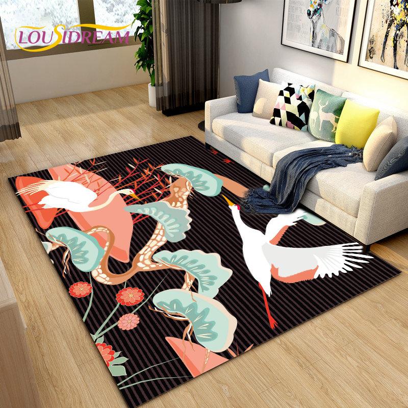 3D Classical Chinese Style Area Rug Large,Carpet Rug for Living Bedroom Sofa Doormat Decoration,Children Play Non-slip Floor Mat