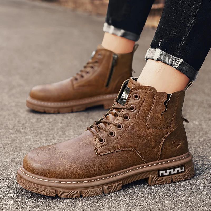 Security Boots Men Mens Ankle Boots Leather Dress Booty Man Men's Leather Winter Shoes Work & Safety Shoes Casual Sneakers Shoe