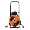 Drain Cleaner Machine 30m x 9.5mm, Auto Feed Sewer Snake Auger on Wheels, Portable Drain Cleaning Machine with 4 Cutters & Air-activated Foot Switch