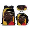 Trendy Popular New African Black Boys 3D Print 3pcs/Set Student School Bags Laptop Daypack Backpack Lunch Bag Pencil Case