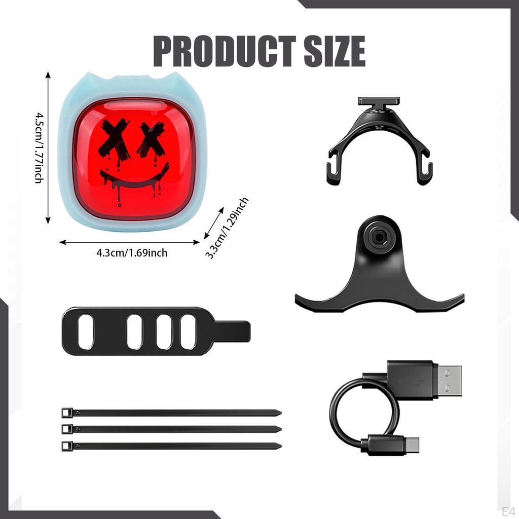 Bike Rear Light Intelligent Expression Tail Lamp Waterproof for Riding