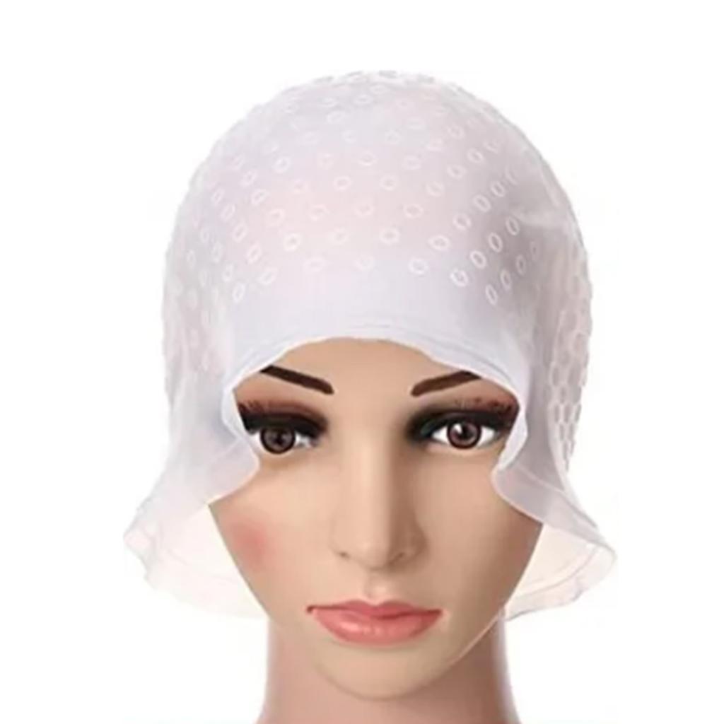 Hair Coloring Highlighting Cap Silicone Salon Hair Dyeing Cap Hairdressing Styling Tool Transparent White