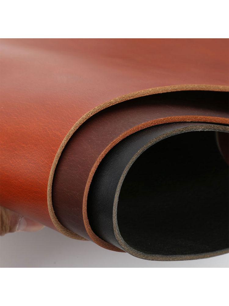 2,5 mm silná tuhá hovězinová kůže činěná rostlinnými tříslovinami: Hnědá/Černá hovězí kůže pro pouzdro na nůž, podložku na stůl, opasek