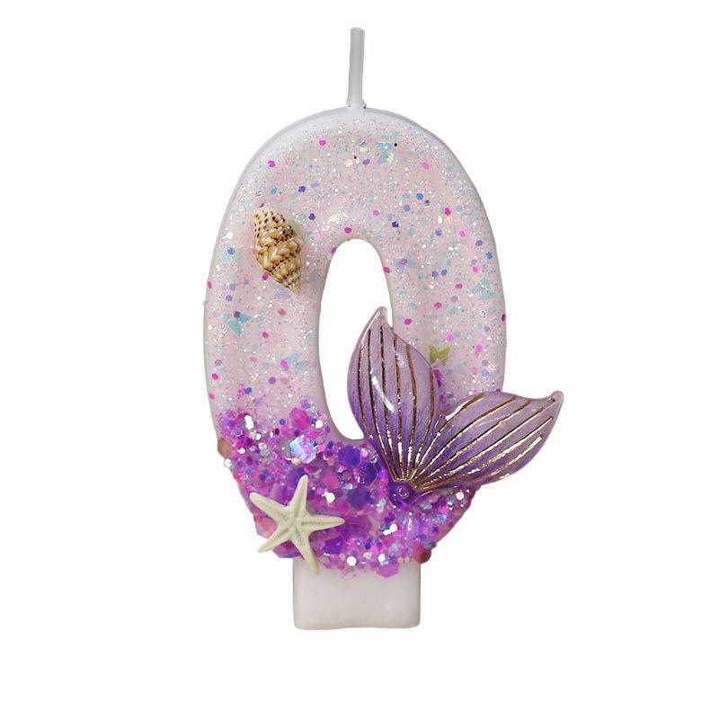 Mermaid Tail Birthday Candles With Starfish, Number Candles, Creative Cake Decorations For Birthday Party, Diy Party Decoration