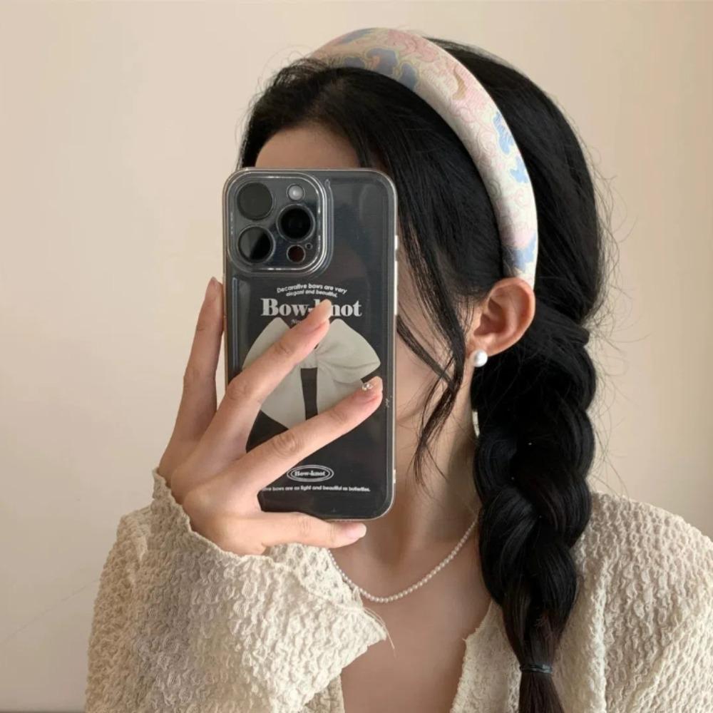 

Elegant Satin Jacquard Hair Hoop Sweet Exquisite Headband Chinese Embroidery Headband Daily Style4
