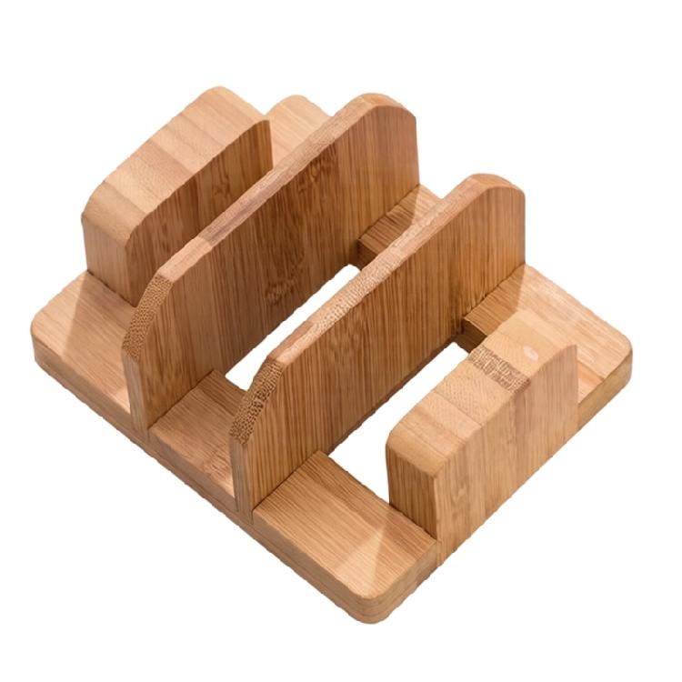 Compact Bamboos Cutting Board Storage Rack With Cutter Slot Kitchen Tool Organizers For Organized And Neat Kitchen Space