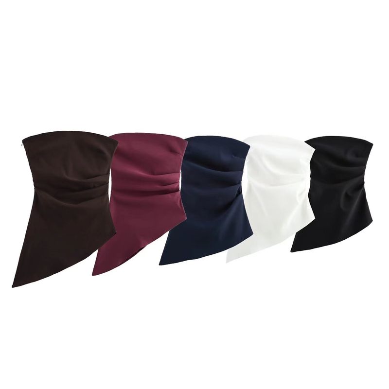 Kaslead New Arrival Women's Clothing Fashion Style Ruched Decorative Waist-Tight Silm Asymmetric Tops 5644996