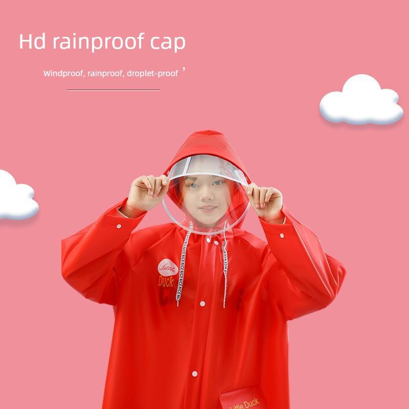 New Style Children's Raincoat for Boys and Girls, Double Brim, Suitable for Primary and Secondary School Students, with Backpack Space, Long Rain