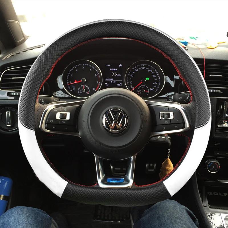 Car Steering Wheel Cover Artificial Leather For Volkswagen Golf 7 GTI Golf R MK7 VW Polo GTI Scirocco 2015 2016 Auto Interior Et4