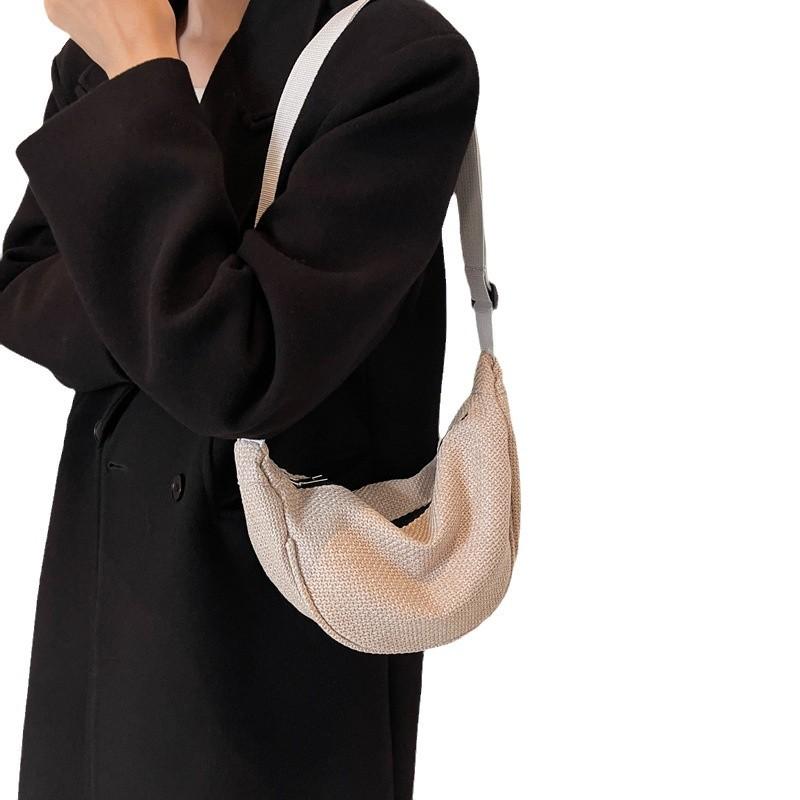 Large capacity casual simple dumpling bag women's autumn fashion popular shoulder bag solid color versatile messenger bag