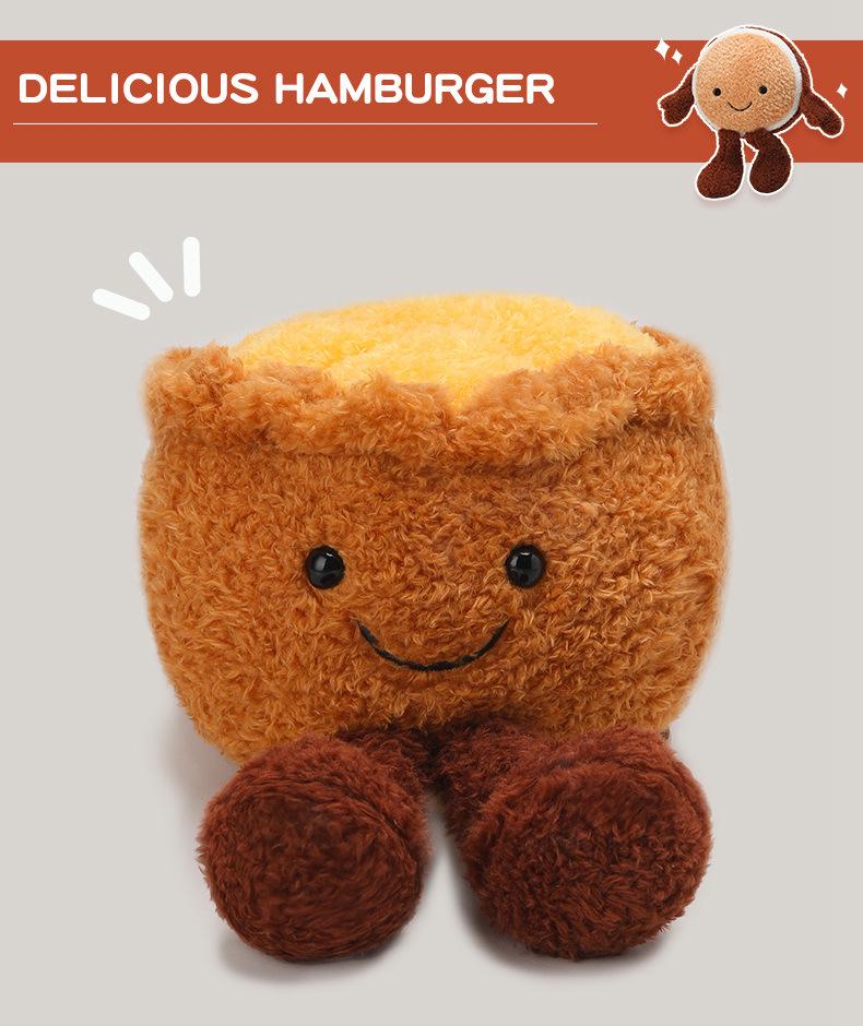 Trendy Plush Toy: Baking Egg Tart Bagel Burger Toast Doll Ornament for Kids
