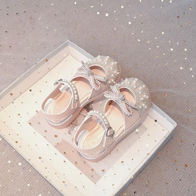 Girls Summer Sparkly Princess Sandals Crystal Closed Toe Soft Sole Comfortable Versatile Kids Shoes 26 розовый
