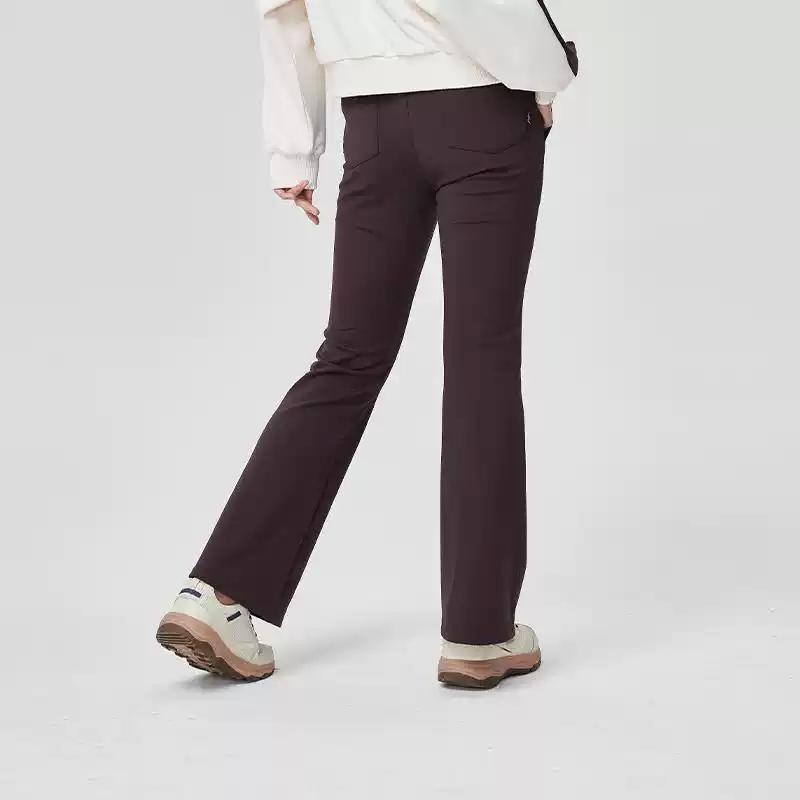 Skechers Outdoor Series Solid Color Knitted Breathable Flared Casual Pants Women bottoms Cocoa-Berry L424W009-04AV