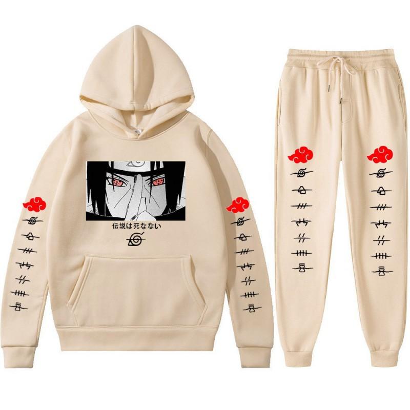 Ensemble Hoodie Anime Naruto Hommes Femmes - Impression Uchiha Itachi Sweat à Capuche Décontracté Manches Longues Pantalon
