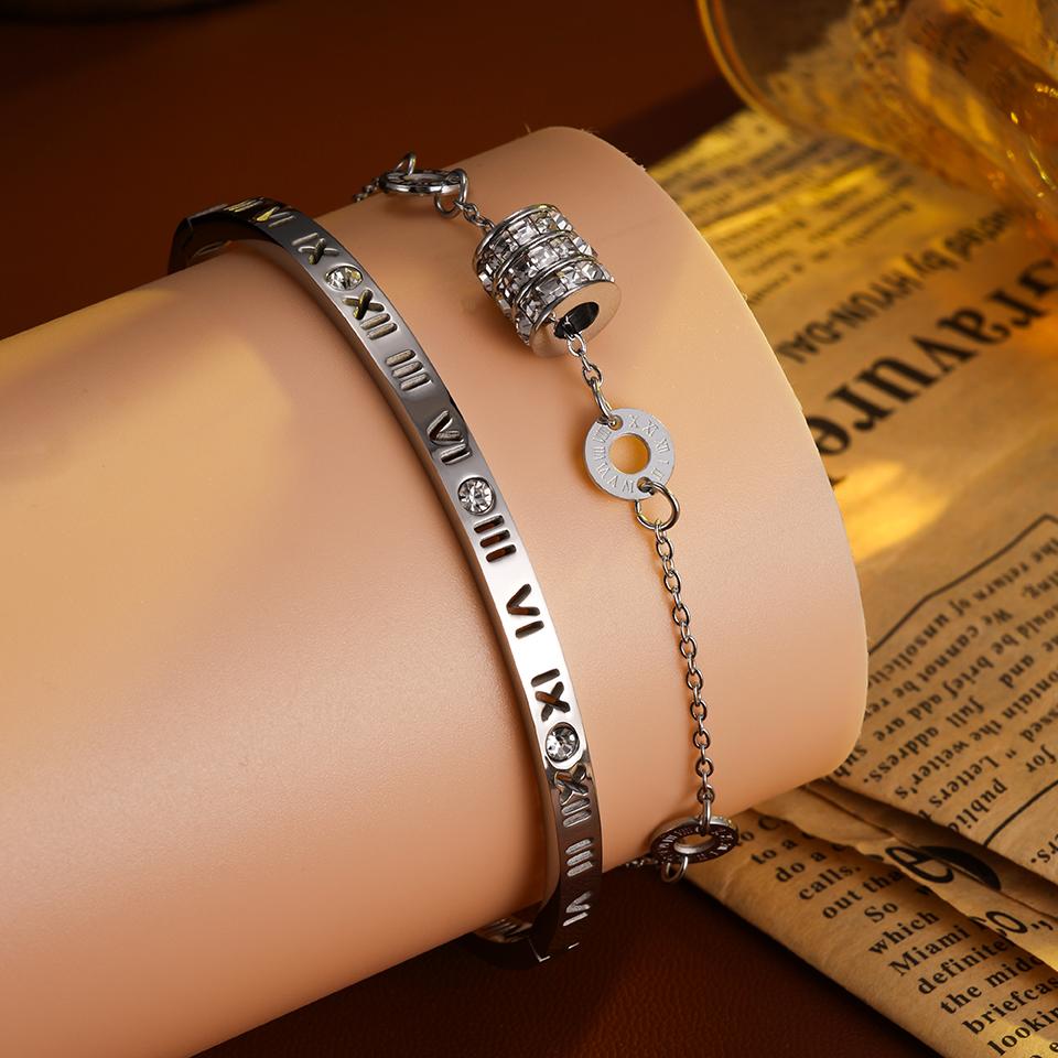 Classical Luxury Diamond-inlaid Roman Numeral Decorative Bracelets Suitable For Summer Travel And Fashionable Zircon