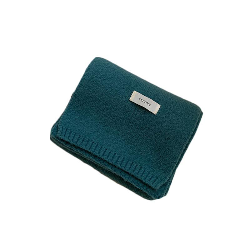 Solid Color Winter Knitting Scarf Women Girls Thermal Neck Warmer Fleece Keep Warm Long Scarf Thickening Windproof Neck Cover