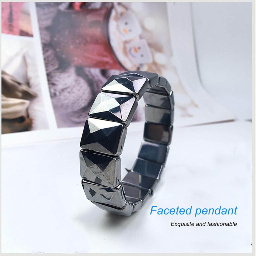 Terahertz Stone Bracelet Fashionable Faceted Rectangle Pain Relief Energy Stone Bracelet for Men