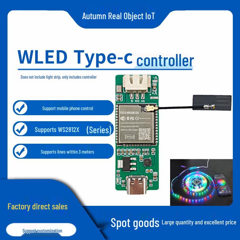 WLED USB-C Controller CH343 for WS2812X LED Strips, Firmware Download Support