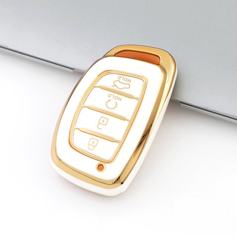 For Hyundai I10 I30 I40 Elantra Creta Ix35 Ix45 Tucson Santa Fe Rena Sonata 4 Buttons TPU Car Smart Key Case Cover Accessories