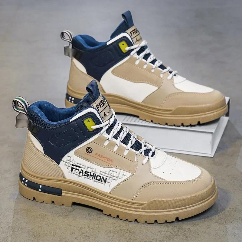 Fashion Men's Boots Autumn/winter New Outdoor Sports Thick Soled Knight Boots Men's High Top Cotton Thick Soled Anti Slip Warm Snow Boot