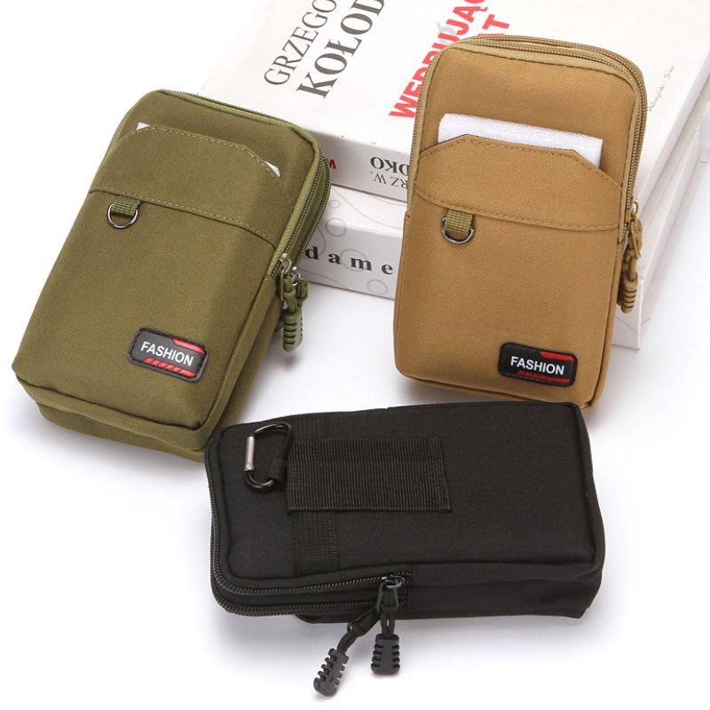 Riñonera de Nailon de Doble Capa para Exteriores Fanny Pack para Hombres Bolsillo para Teléfono Riñonera para Acampar y Caza Bolsos de Cinturón