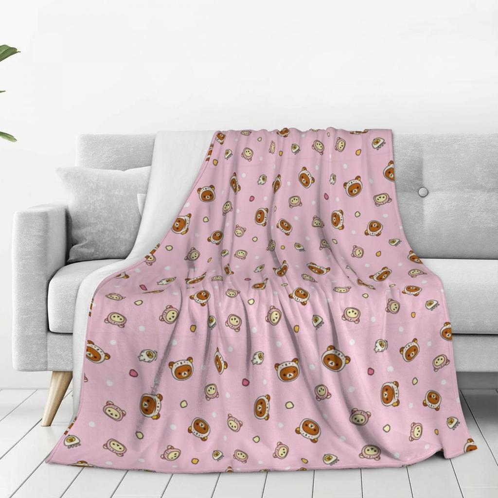 Cartoon Rilakkuma Anime Girls Blanket Super Soft Novelty Plush Throw Blanket For Home Decor Travel Flannel Bedspread Bed Cover