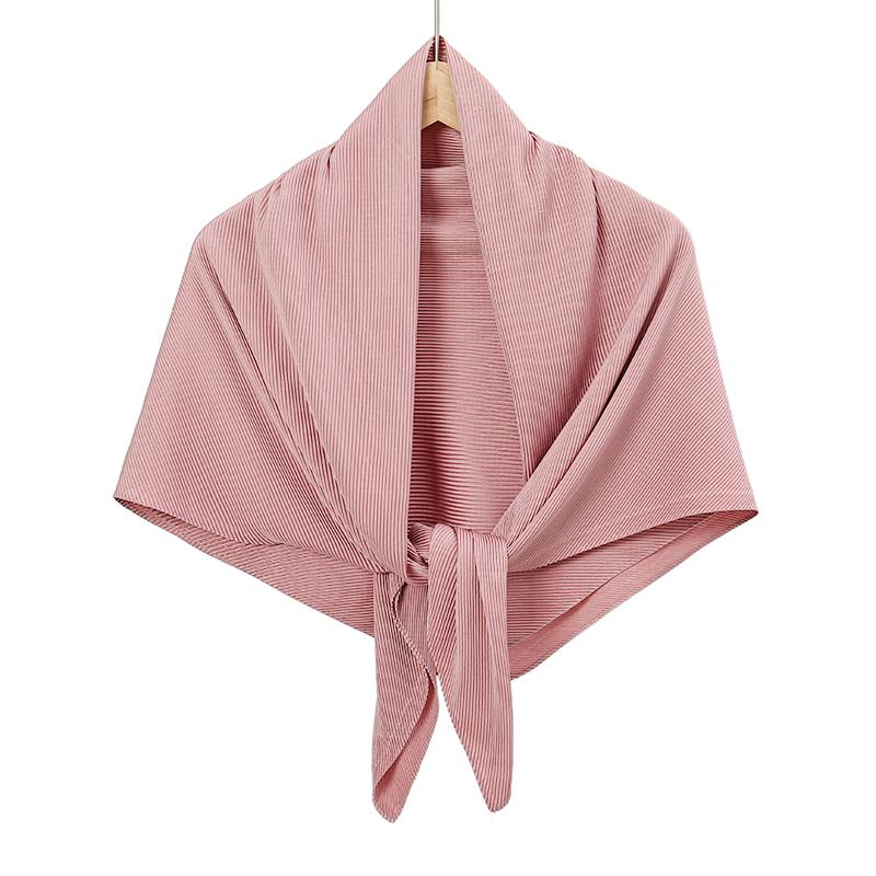 Maldives  Muslim Pleated Square Scarf Matt Silk Plain Hijab Women Crinkle Satin Headscarf Premium Soft Wrinkle Scarves