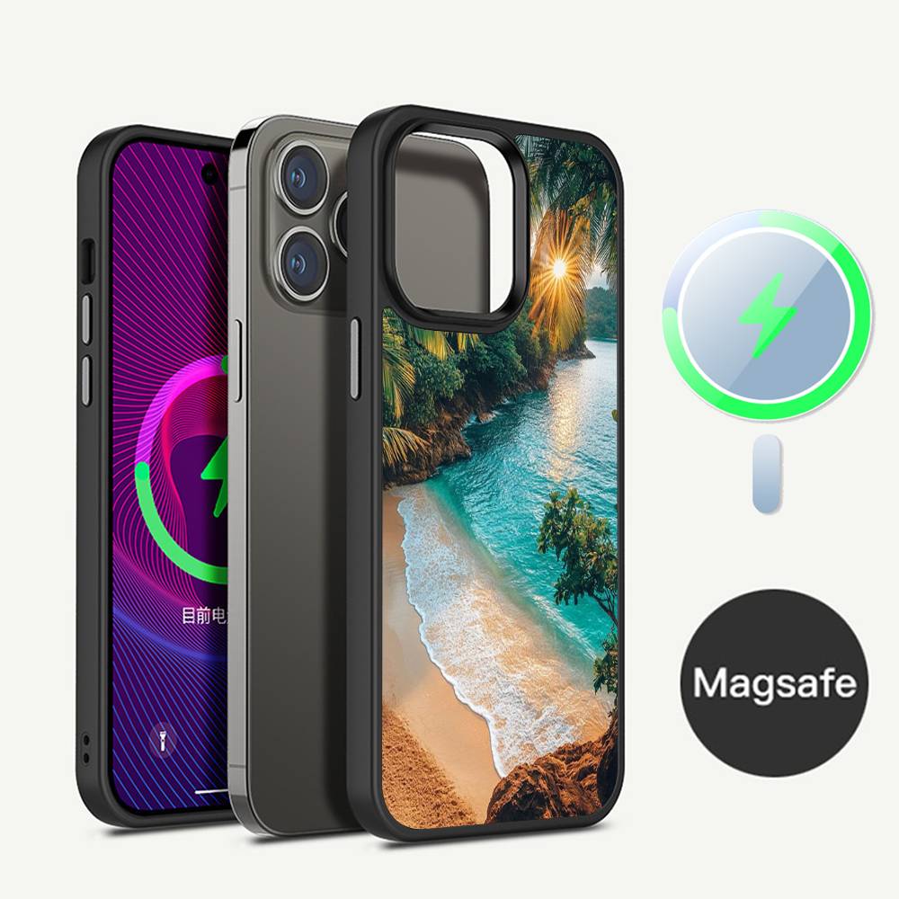 Sea Tropical Palm Trees Beach Phone Case Magnetic Case For iPhone 17 16 15 14 13 12 11 For Magsafe Wireless Charge Cover
