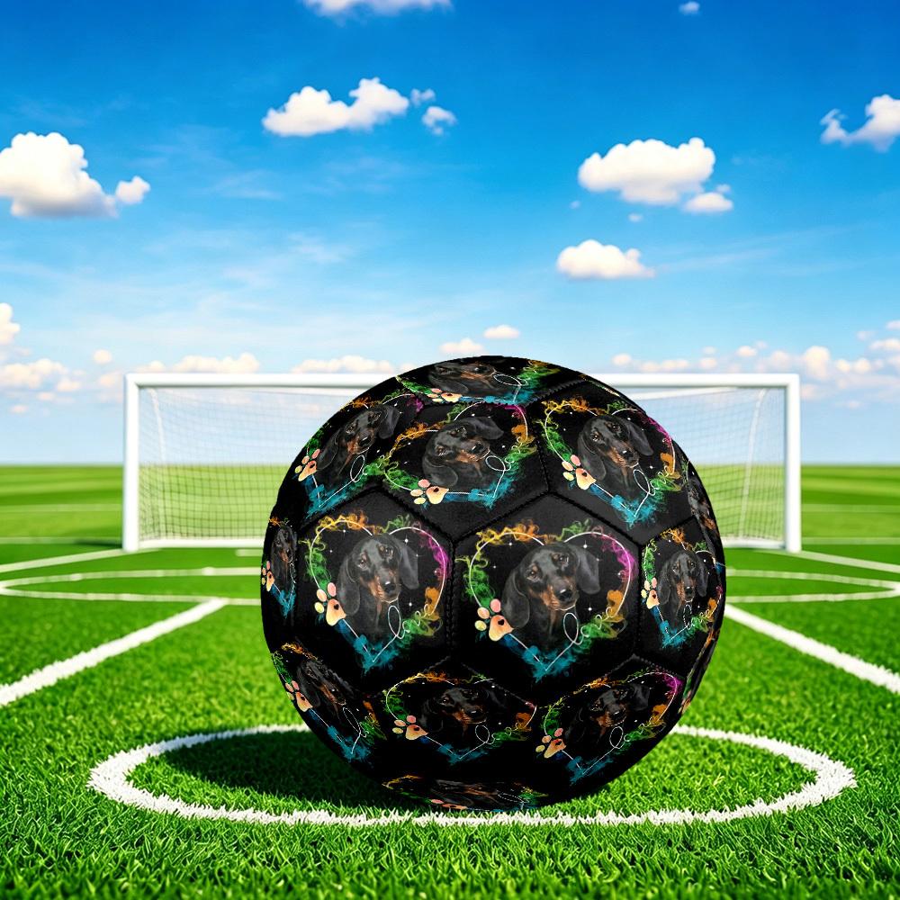 1pc Dachshund Heart Frame Theme Soccer Ball Football, Size 5, Lightweight PVC, Outdoor Training Soccer Ball,Gift C6516