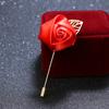 Elegant Rose Corsage Brooch Red Blossom Flower Pin with Long Needle Clasp for Women Men Versatile Lapel Accessory for Jacket Dress Suit