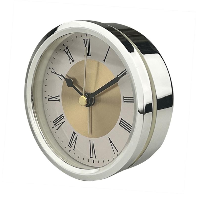 Elegant 3.5Inch Quartzs Alarm Clock Face Insert with Roman Numerals Clock Head Round Watch Insert for Craft Projects
