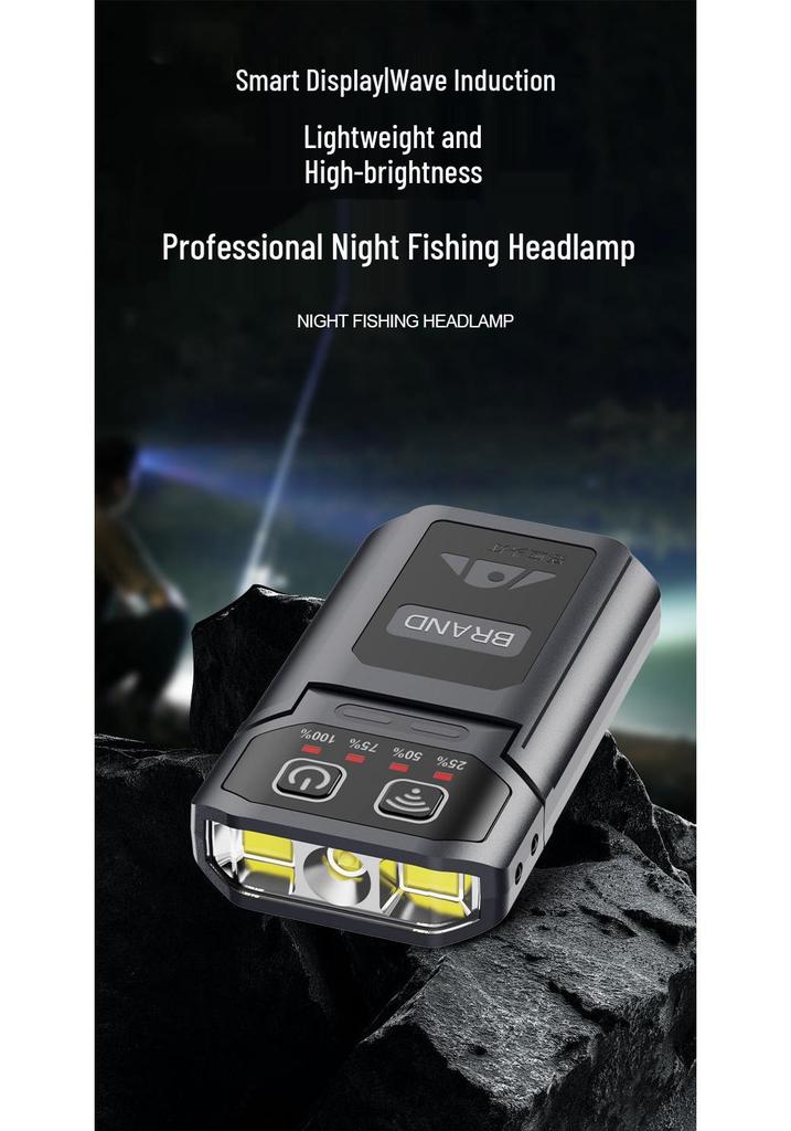 Foldable Induction Hat Clip Light for Night Fishing - Ultra-Long Battery Life, Strong Head-Mounted Beam