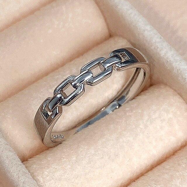 

Huitan высококачественное серебряное кольцо на палец для влюбленных, простые стильные цепочки, парные подарки, кольца для женщин и мужчин, модные ювелирные изделия Resizable