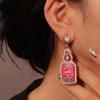 European and American New Fashion Light Luxury Gorgeous Style Temperament Geometric Wine Bottle Cherry Alloy Diamond Pearl Earrings