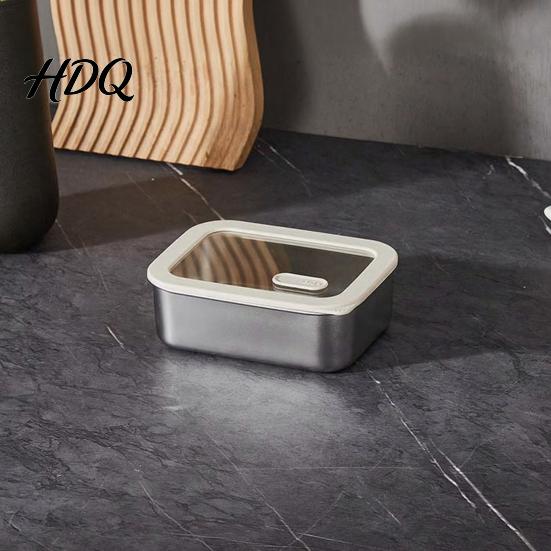 Heavy Duty Metal Storage Tins 304 Stainless Steel Food Containers with Glass Lids Leakproof Bento Lunch Box Leak Proof Kitchen Organizers Set,