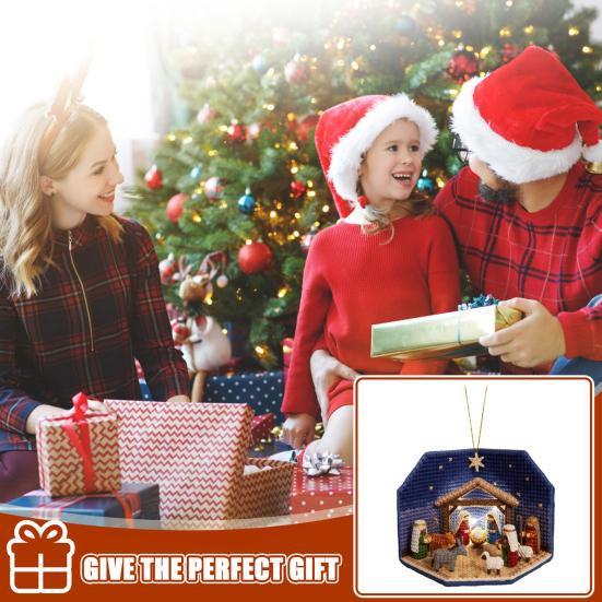 DIY Nativity Scene Ornament Kit with LED Lights Beginner Friendly Christmas Decoration Easy to Hang Holiday Ornament for Tree And Home