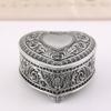 Antique Heart Shaped Jewelry Container Florals Engraved Box Decorative Storage Case for Rings Necklaces Earrings
