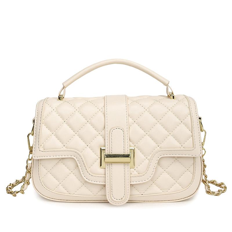 Light luxury texture rhombus portable small square bag women's fashion popular simple shoulder bag versatile chain messenger bag