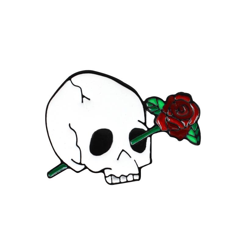 Creative Punk Skull Rose Brooch