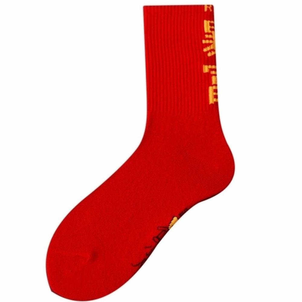 Soft Chinese Character Socks Creative Blessing Words Sock Bring Wealth Red Socks Lunar New Year