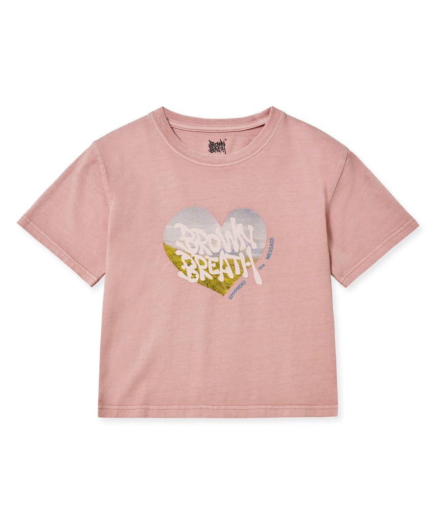 BROWNBREATH W Bb Heart Pigment Crop Tee - Indy Pink