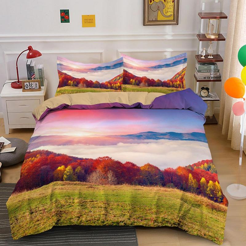 

Трехпредметное красивое пейзажное 3D постельное белье с принтом луга, пододеяльник, домашний текстиль 70 * 133 two-piece set